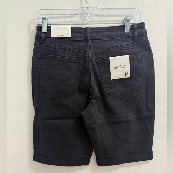 Zenana Black Distressed Bermuda Shorts - Picture 2 of 2